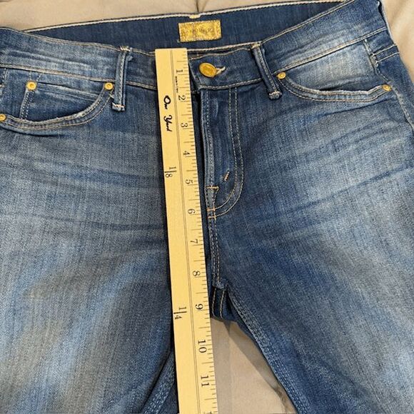MOTHER The Slit Rascal jeans Wicked Games wash Straight Leg Ankle Slits Size 27 - Picture 13 of 16